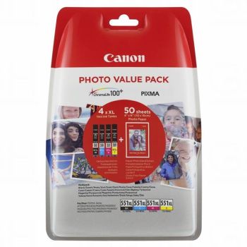 Canon originálna sada náplní + papier CLI-551XL CMYK 6443B006 4 x 11 ml